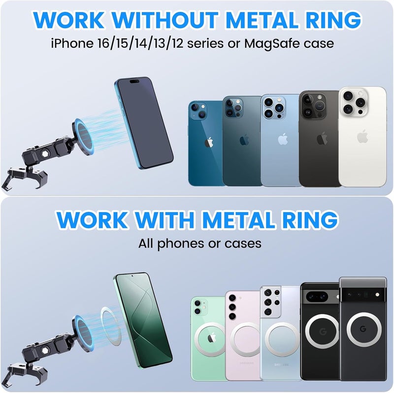 DIAMOOKY Upgraded Metal Phone Mount for Jeep Wrangler JL JLU 2018-2023 and Gladiator JT 2020 2021 2022 2023 Magnetic Phone Holder Dash Mount System Kit Dashboard Accessories Driver Side (Not for 4xe) - Image 4